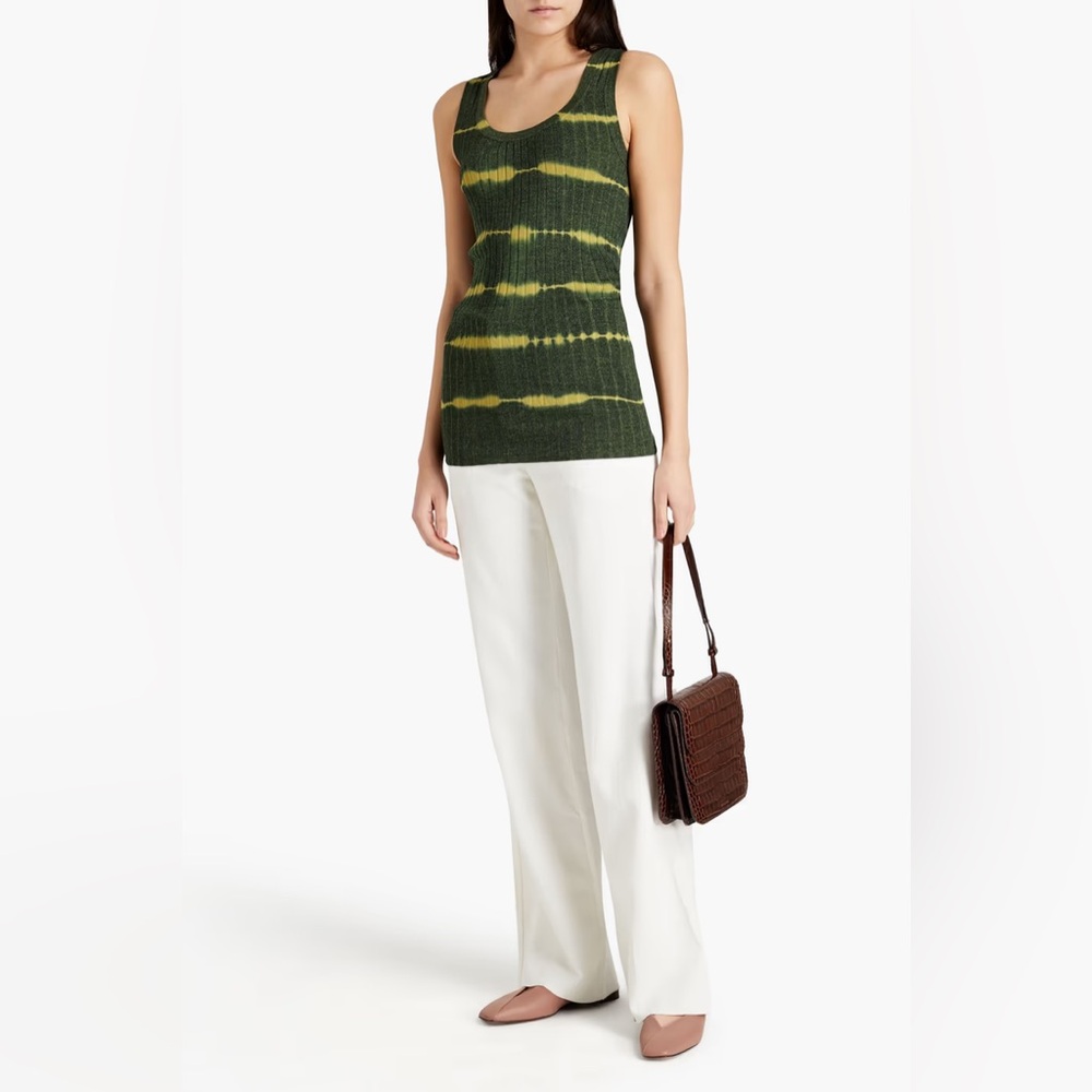 Sandro Honore green and yellow tie dye tank top